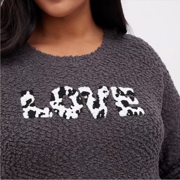 torrid Love Graphic Boucle Knit Pullover Sweater Grey - Picture 16 of 16